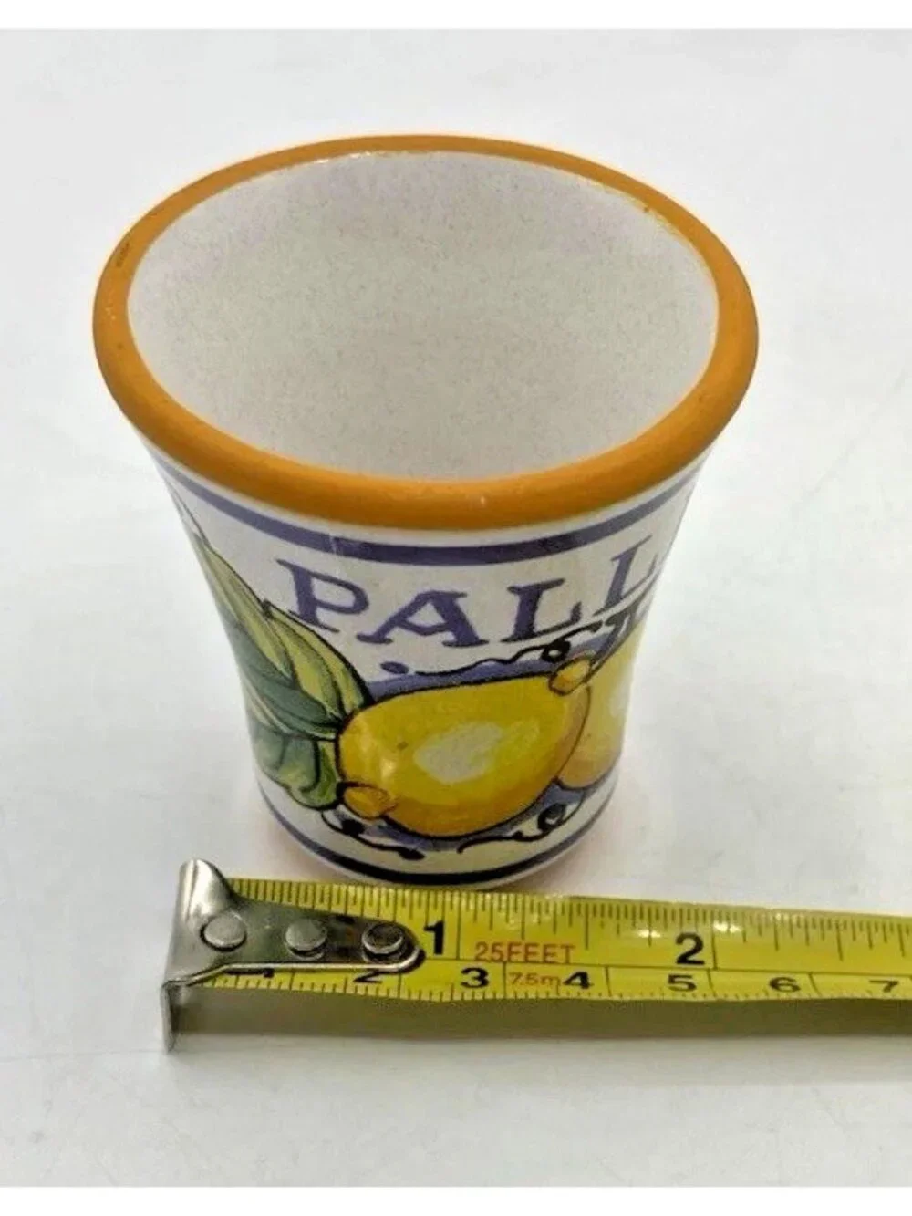 Pallini Limoncello Shot Glass Deruta Italy Lemon Pottery Barware